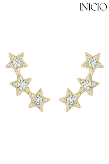 Inicio 14K Gold Plated Recycled Cubic Zirconia Star Ear Climber - Gift Pouch (Q83441) | £25