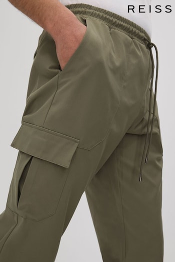 Reiss Olive Lavenham Technical Drawstring Cargo Trousers shorts (Q83450) | £138