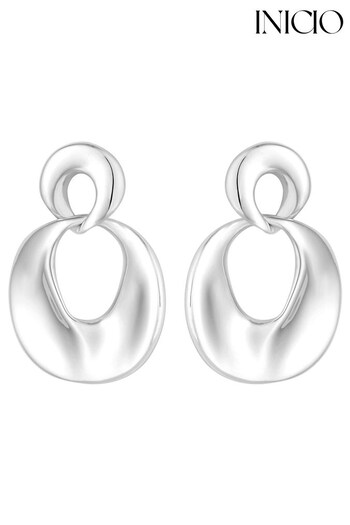 Inicio Recycled Sterling Silver Plated Molten Earrings - Gift Pouch (Q83472) | £30