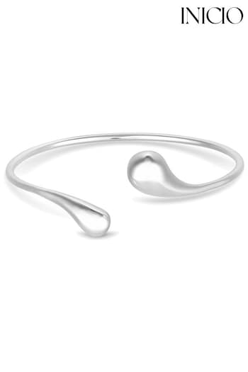 Inicio Recycled Sterling Silver Plated Bangle Bracelet - Gift Pouch (Q83473) | £30