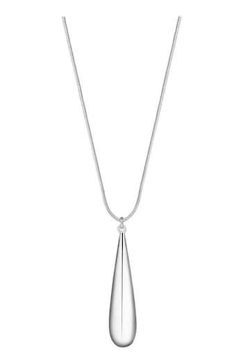Inicio Recycled Sterling Silver Plated Y Drop Necklace - Gift Pouch (Q83476) | £30