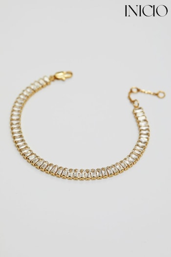 Inicio 14K Gold Plated Recycled Baguette Tennis Bracelet - Gift Pouch (Q83482) | £35