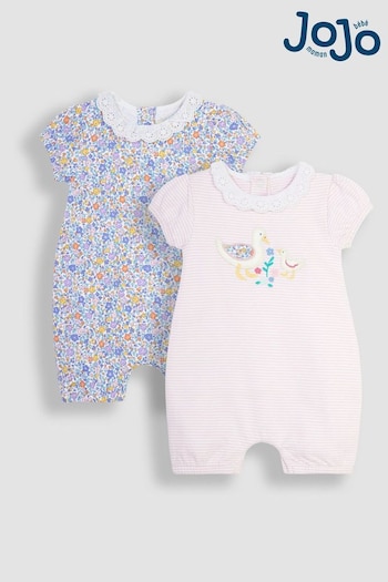 Babygrows & Sleepsuits Lilac Purple Duck 2-Pack Appliqué & Floral Rompers (Q83497) | £30