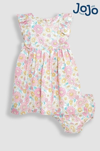 JoJo Maman Bébé Pink Sunflower Pretty Summer Dress (Q83501) | £23
