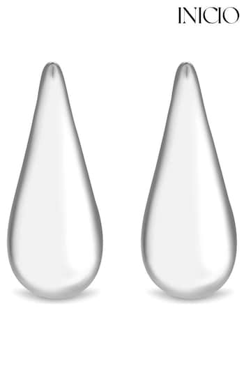 Inicio Recycled Sterling Silver Plated Teardrop Earrings - Gift Pouch (Q83502) | £25