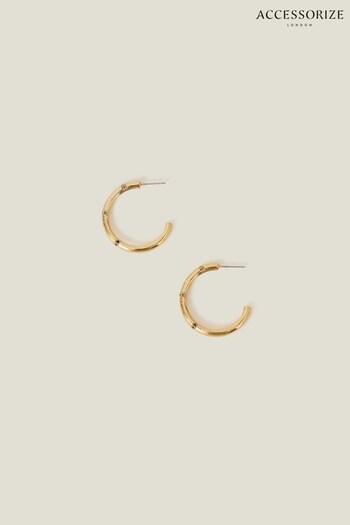 Accessorize 14ct Gold Tone Bamboo Hoop Earrings (Q83532) | £18