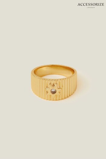 Accessorize 14ct Gold Plated Corrugated Ring (Q83566) | £18