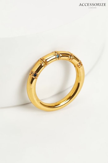 Accessorize 14ct Gold-Plated Bamboo Ring (Q83571) | £18