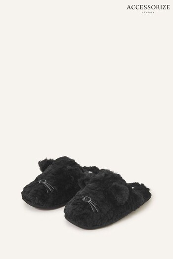 Accessorize Black Cat Mule Slippers (Q83587) | £20