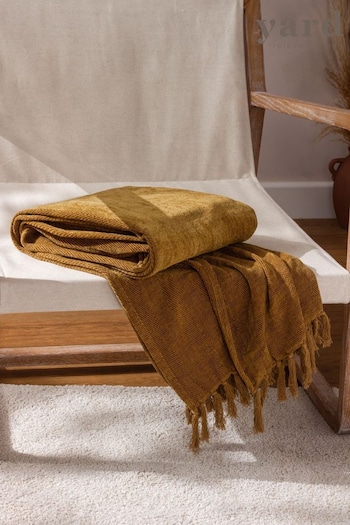 Yard Honey Yellow Harri Herringbone Fringed Throw (Q83631) | £24