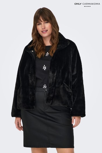 ONLY Curve Black Faux Fur Short Jacket (Q83657) | £54