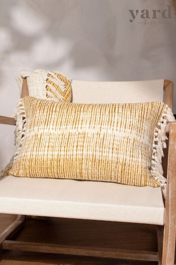 Yard Brown Sono Ink Abstract Fringed Polyester Filled Cushion (Q83711) | £22