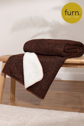 Furn Red Nurrel Sherpa Knitted Throw (Q83712) | £28
