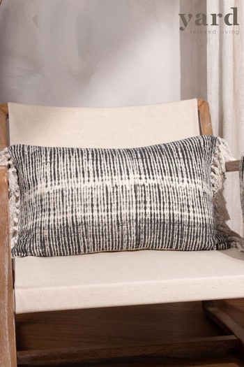 Yard Black Sono Ink Abstract Fringed Feather Filled Cushion (Q83717) | £30