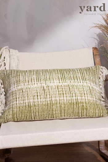 Yard Green Sono Ink Abstract Fringed Feather Filled Cushion (Q83721) | £28