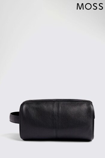 MOSS Grained Leather Black Washbag (Q83751) | £40