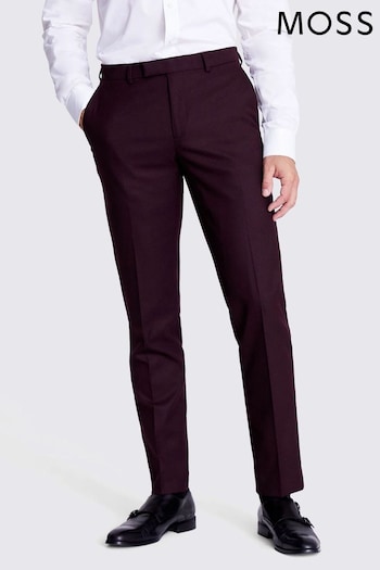 MOSS Red Tailored Fit Claret Flannel Trousers (Q83761) | £80