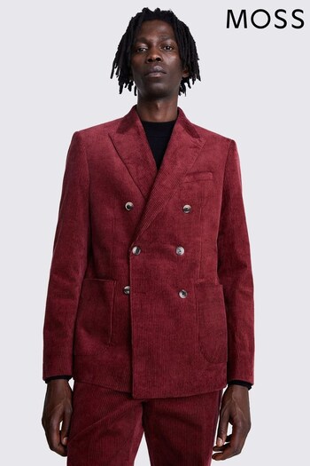 Slim Fit Double Breasted Red Corduroy Jacket (Q83781) | £149