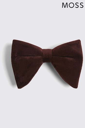 MOSS Red Burgundy Oversized Velvet Bow Tie (Q83791) | £20