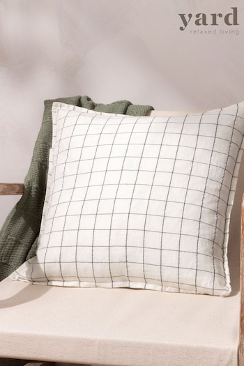 Yard Cream Linen Grid Check Polyester Filled Cushion (Q83809) | £28