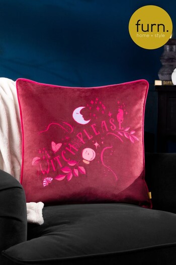Furn Purple Witch Please Velvet Piped Polyester Filled Cushion (Q83813) | £18