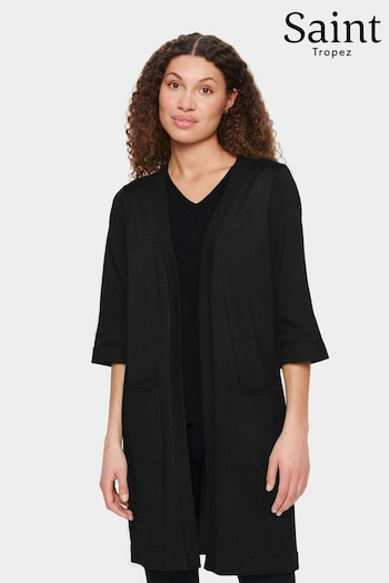 Saint Tropez Kila Half Sleeve Long Black Cardigan (Q83817) | £60