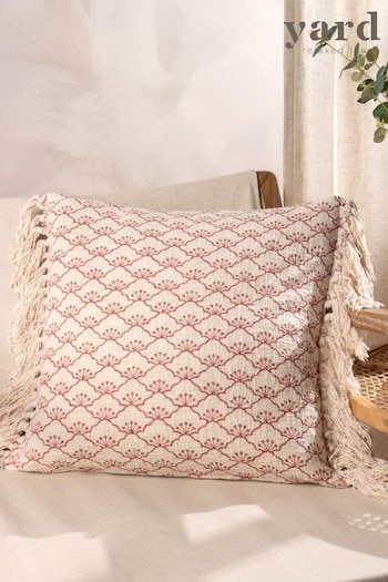 Yard Red Saku Blossom Fringed Polyester Filled Cushion (Q83826) | £26