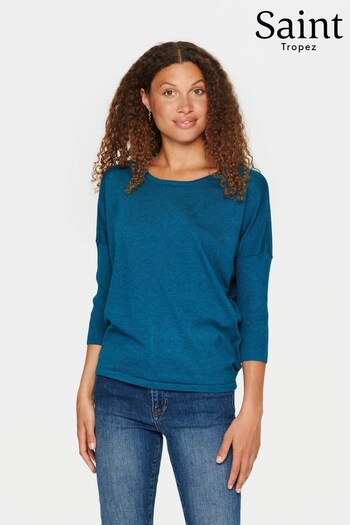 Saint Tropez Green Mila Knitted 3/4 Sleeve Pullover Jumper (Q83847) | £35