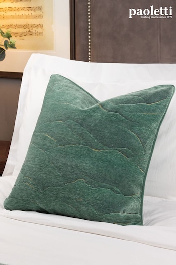 Paoletti Green Stratus Jacquard Polyester Filled Cushion (Q83848) | £22