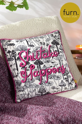 Furn Pink Shiitake Piped Velvet Polyester Filled Cushion (Q83851) | £20