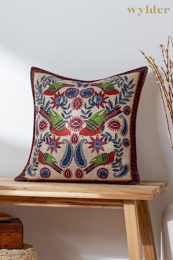 Wylder Tropics Natural Akamba Mirrored Parrots Tropical Polyester Filled Cushion (Q83862) | £28