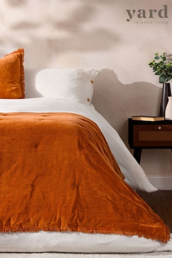 Yard Orange Jaye Velvet Fringed Filled Bedspread (Q83872) | £115