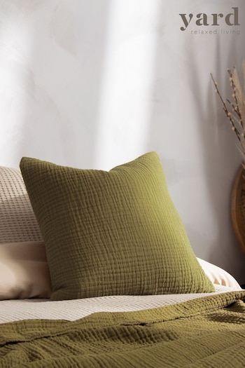 Yard Green Lark Muslin Crinkle Cotton Polyester Filled Cushion (Q83877) | £18