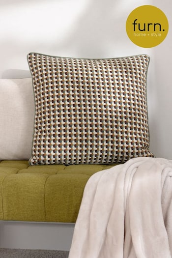 Furn Green Marttel Geometric Jacquard Feather Filled Cushion (Q83879) | £19