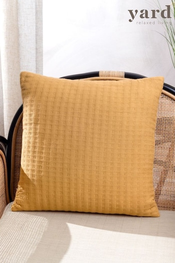 Yard Yellow Hush Cotton Linear Polyester Filled Cushion (Q83885) | £17