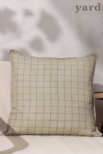 Yard Natural Linen Grid Check Polyester Filled Cushion (Q83889) | £28
