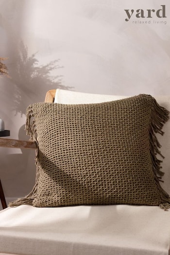 Yard Brown Nimble Knitted Feather Filled Cushion (Q83896) | £20
