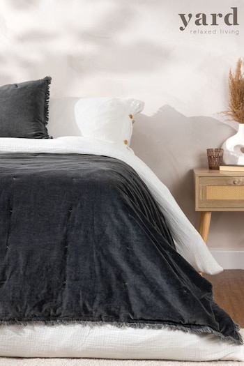 Yard Blue Jaye Velvet Fringed Filled Bedspread (Q83900) | £115