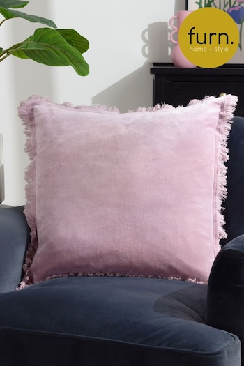 Furn Purple Gracie Velvet Fringed Polyester Filled Cushion (Q83908) | £17