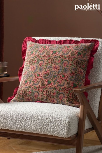 Paoletti Pink Haven Floral Cotton Velvet Polyester Filled Cushion (Q83920) | £22