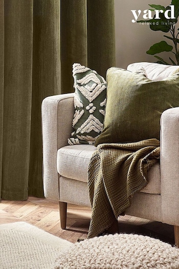 Yard Green Heavy Chenille Reversible Polyester Filled Cushion (Q83922) | £19