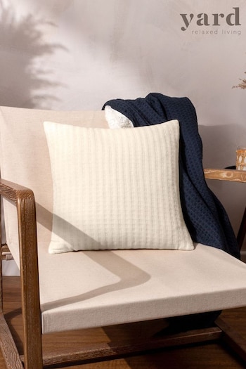 Yard Cream Hush Cotton Linear Polyester Filled Cushion (Q83936) | £17