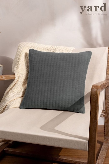 Yard Blue Hush Cotton Linear Polyester Filled Cushion (Q83939) | £17