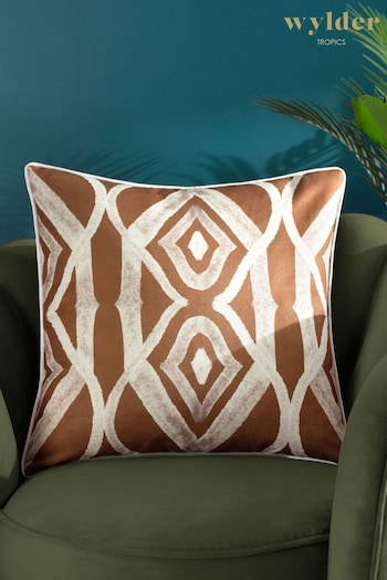 Wylder Tropics Orange Cape Ikat Reversible Feather Filled Cushion (Q83944) | £24