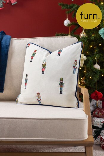 Furn Cream Classic Nutcracker Embroidered Polyester Filled Cushion (Q83951) | £18