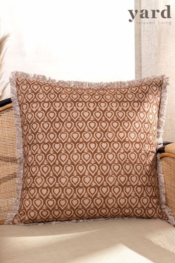 Yard Brown Georgi Fringed Polyester Filled Cushion (Q83955) | £18