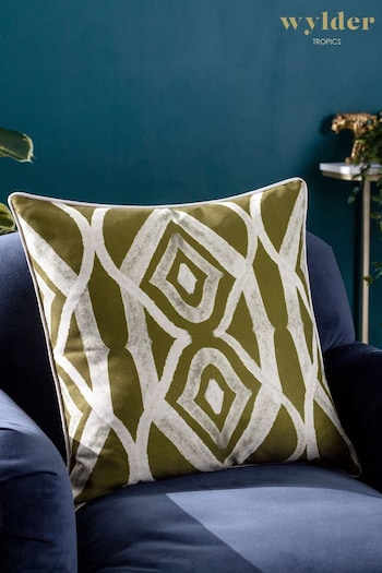 Wylder Tropics Green Cape Ikat Reversible Feather Filled Cushion (Q83967) | £22