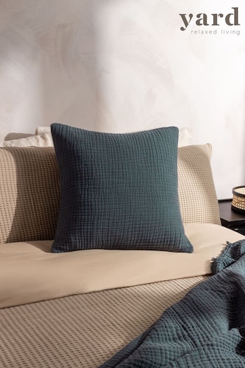 Yard Blue Lark Muslin Crinkle Cotton Feather Filled Cushion (Q83972) | £24