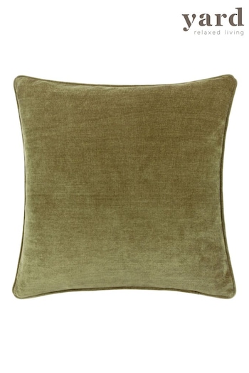 Yard Green Heavy Chenille Reversible Feather Filled Cushion (Q83974) | £24