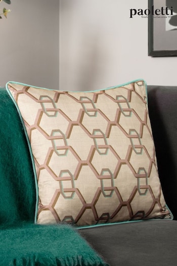 Paoletti Cream Carnaby Chain Geometric Satin Polyester Filled Cushion (Q83982) | £17